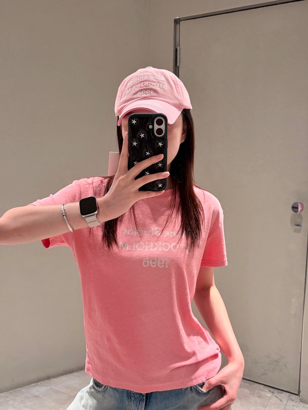 2026 Women's Acn Short-Sleeved T-Shirt with Screen-Printed Distressed Logo (FF731)