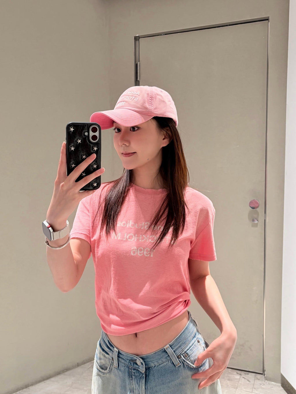 2026 Women's Acn Short-Sleeved T-Shirt with Screen-Printed Distressed Logo (FF731)