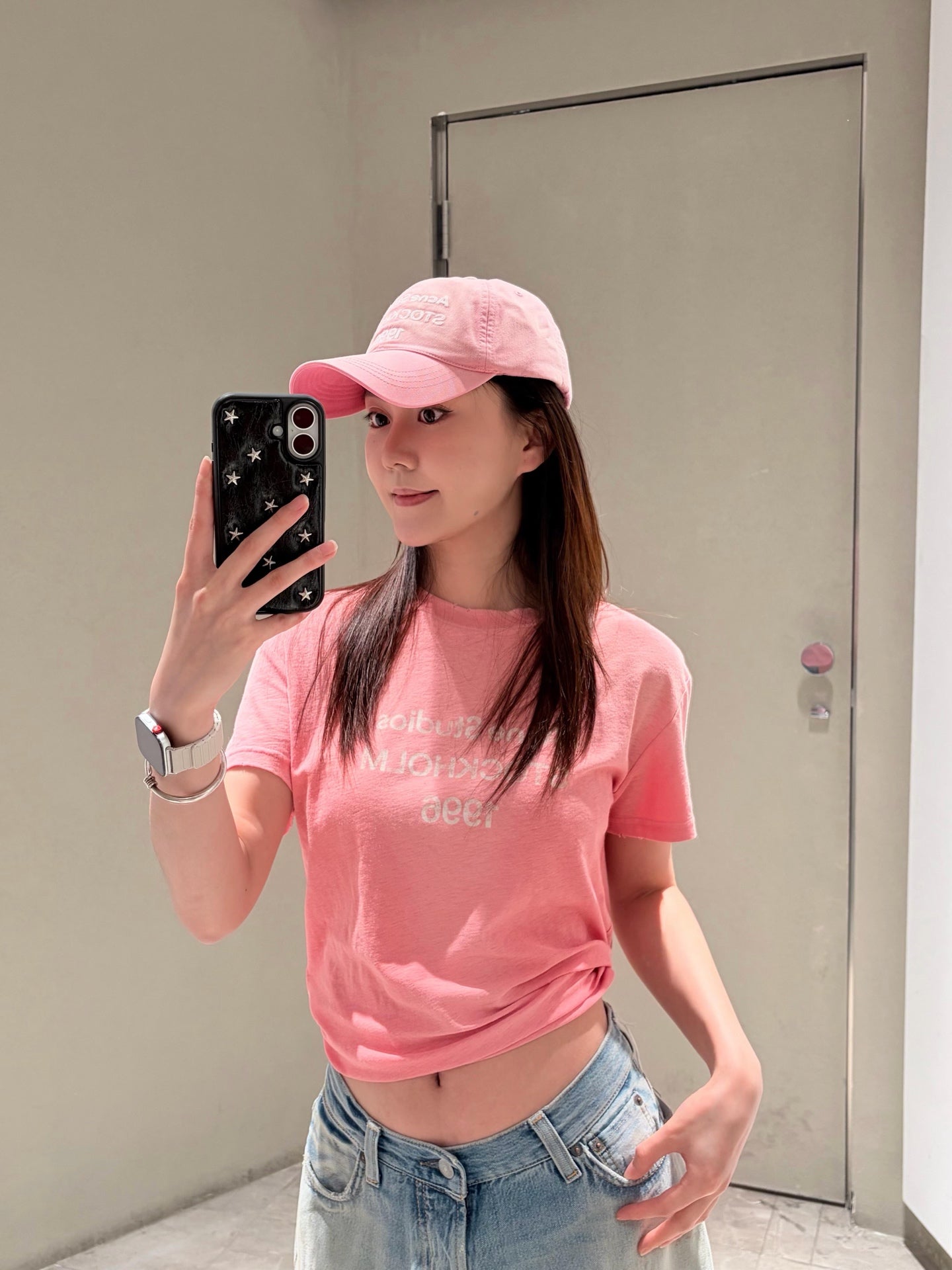 2026 Women's Acn Short-Sleeved T-Shirt with Screen-Printed Distressed Logo (FF731)