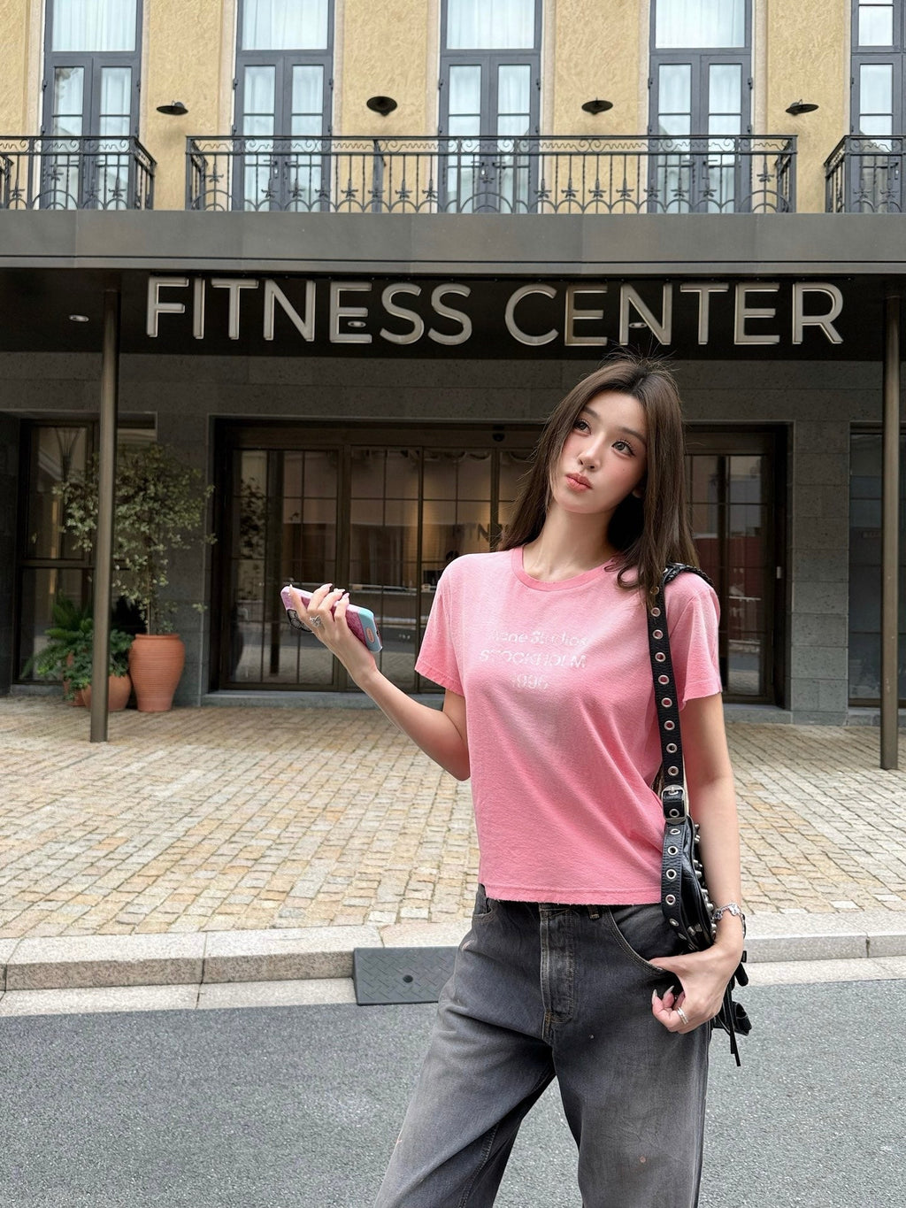 2026 Women's Acn Short-Sleeved T-Shirt with Screen-Printed Distressed Logo (FF731)