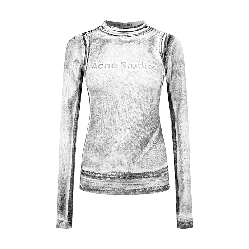 2026 Women's Acn Fake Two-Piece Logo Print Long-Sleeved (EE428)