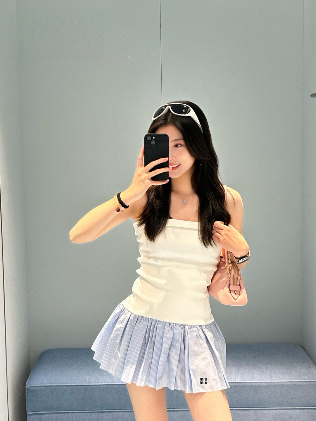 2026 Women's MM Logo Checkered Dress (FF774)