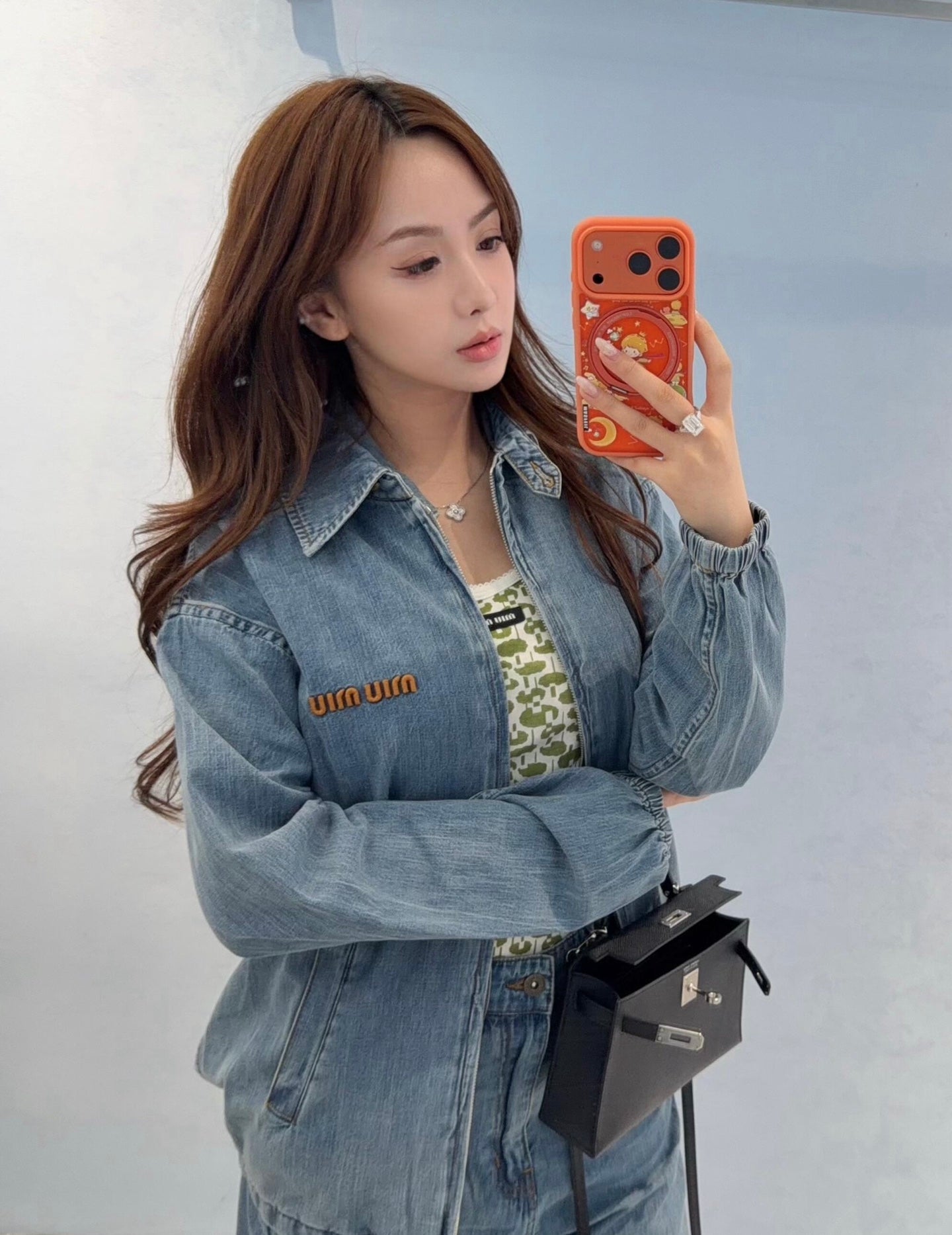 2026 Women's MM Embroidered Logo Denim Jacket (EE433)