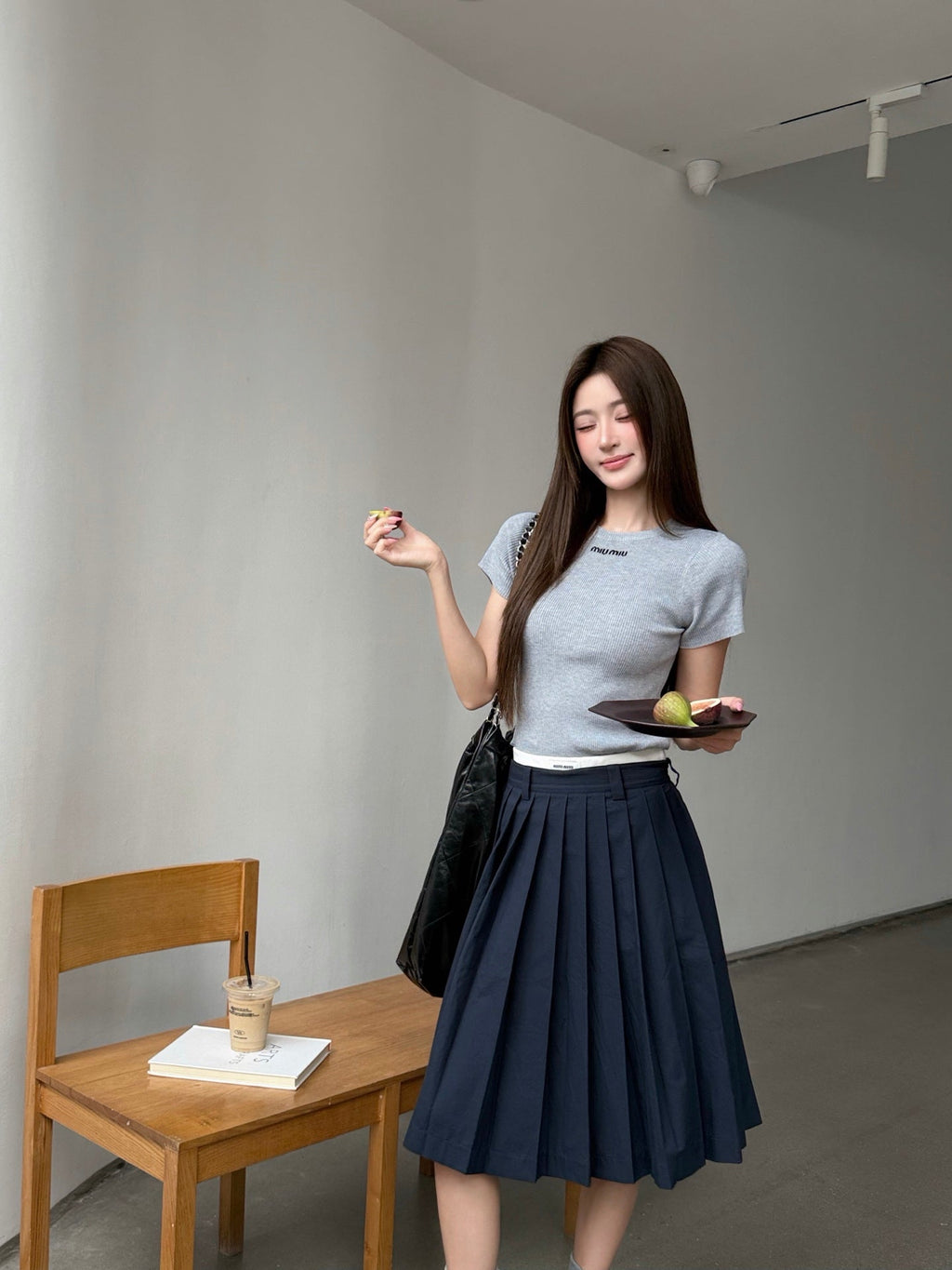 2026 Women's MM Logo Embroidered Pleated Skirt (FF775)