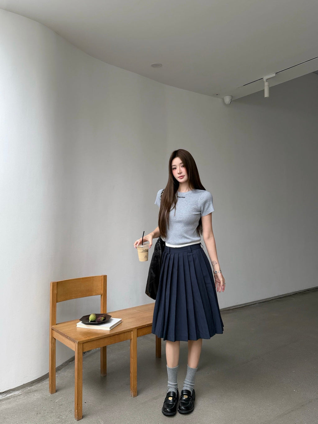 2026 Women's MM Logo Embroidered Pleated Skirt (FF775)