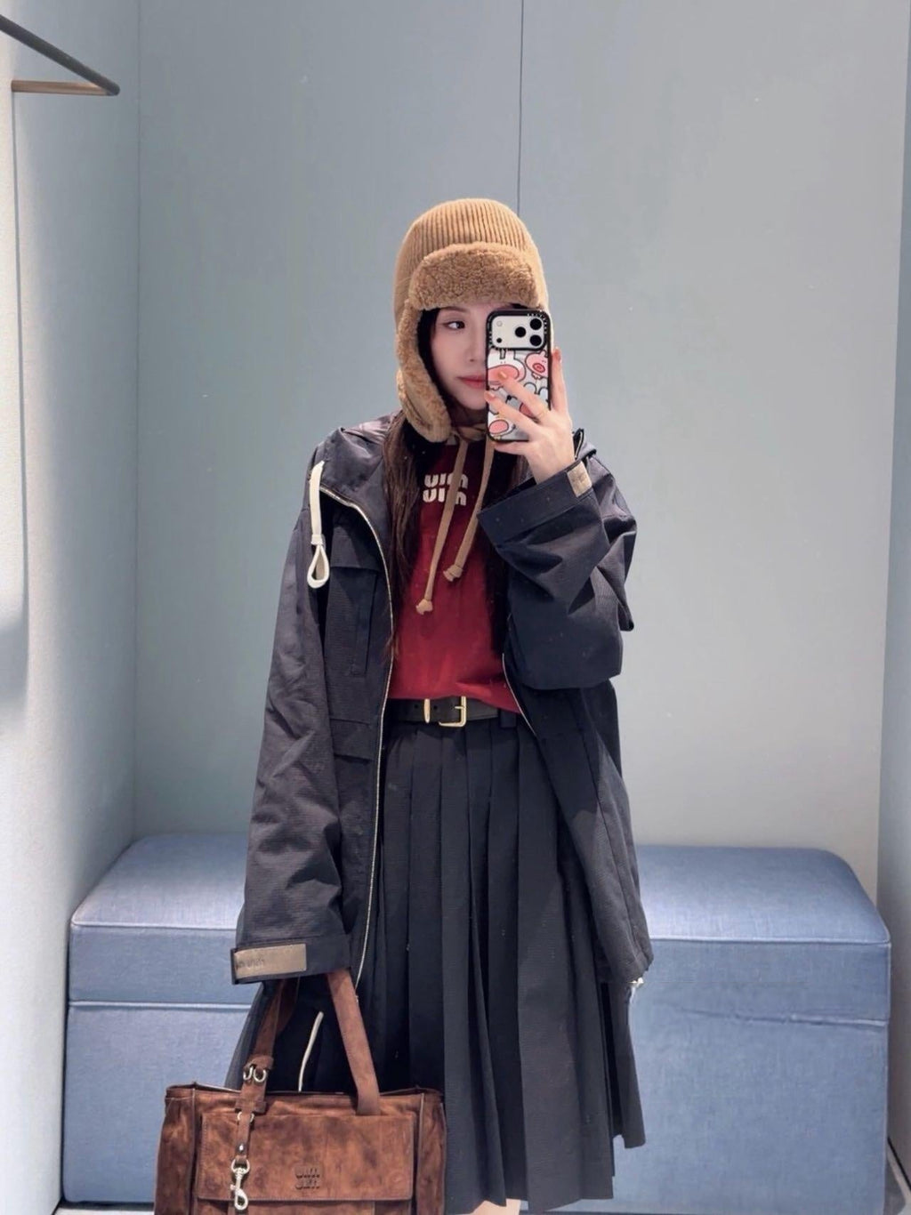 2026 Women's MM Logo Embroidered Pleated Skirt (FF775)