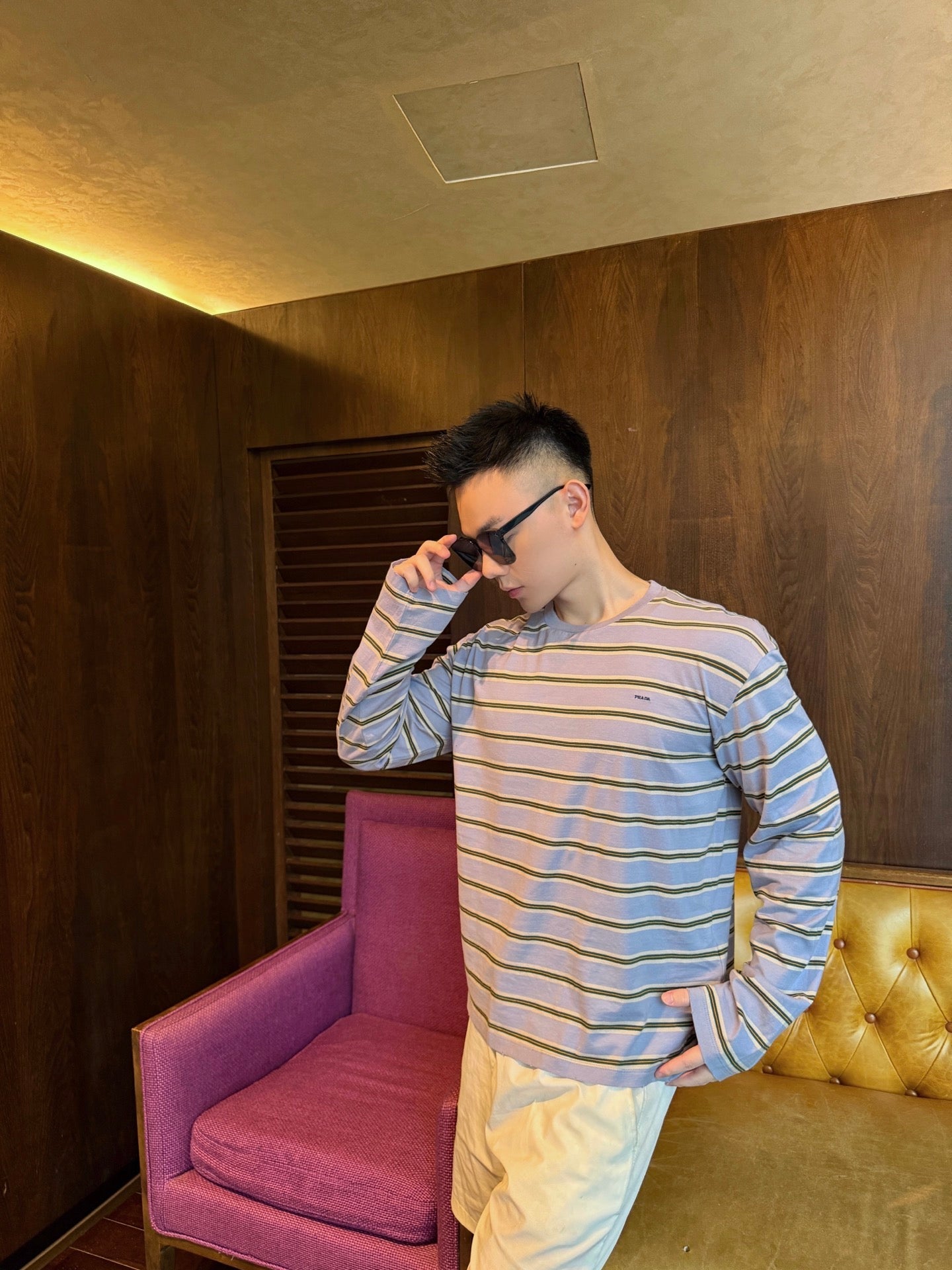 2026 New Model Triangle Brand Embroidered Striped Long-Sleeve Shirt (CC7006-A70)