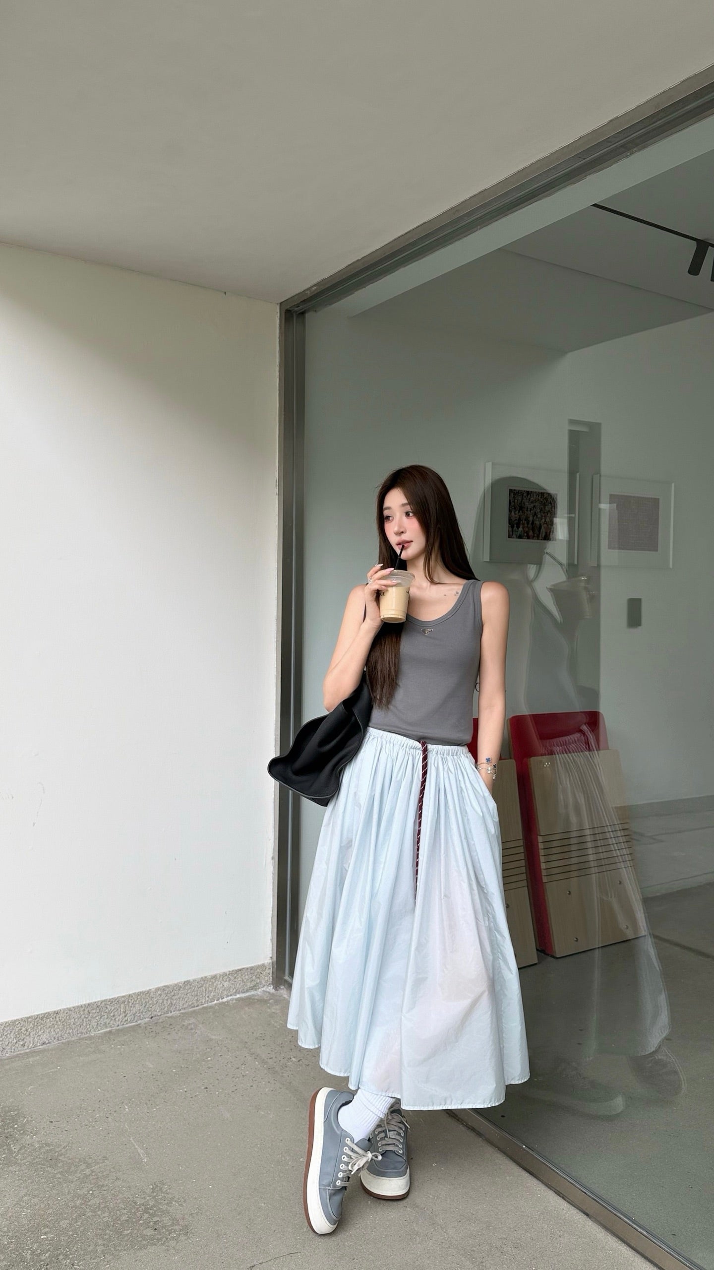 2026 Women's Triangle Brand Triangle Pattern Pleated Long Dress (FF770)