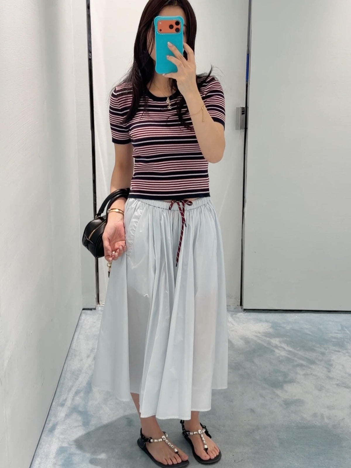 2026 Women's Triangle Brand Triangle Pattern Pleated Long Dress (FF770)
