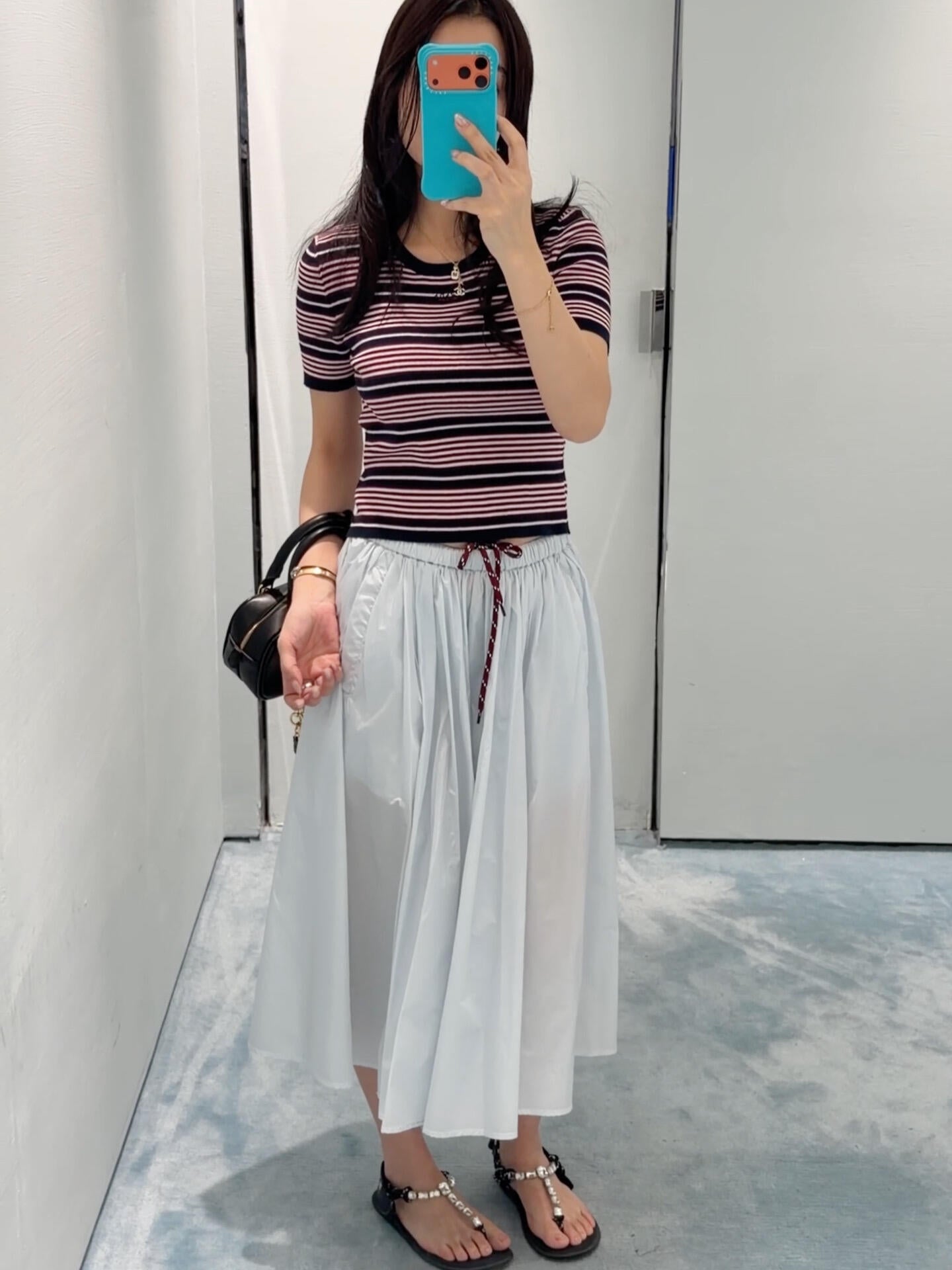 2026 Women's Triangle Brand Triangle Pattern Pleated Long Dress (FF770)