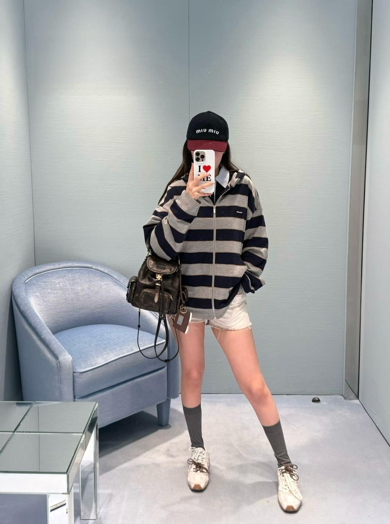 2026 Women's MM Logo Striped Hooded Coat (DD155)