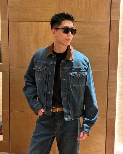 2026 New Model LY Leather Detail Denim Jacket (BB872-C25)