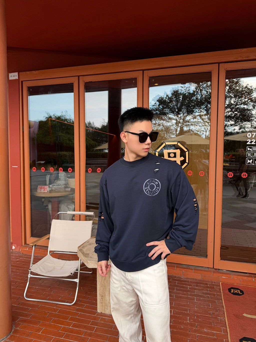 2026 New Model Acn Hole-Embossed Vintage Logo Sweatshirt (AA695-A90)