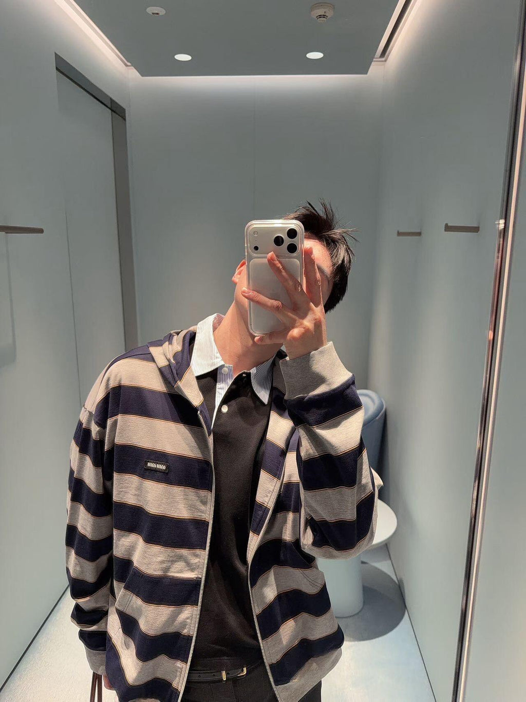 2026 New Model MM Logo Striped Hooded Coat (AA672-B75)