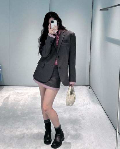 2026 Women's MM Logo Single-Piece Wool Suit (EE430)