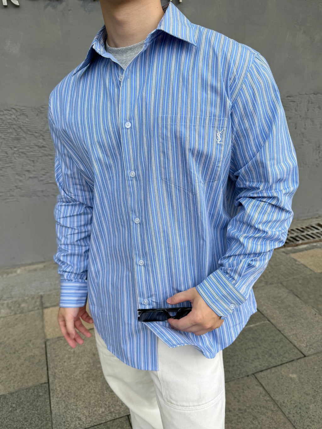 2026 New Edition Saint L Logo Embroidered Striped Shirt (BB4004-B35)