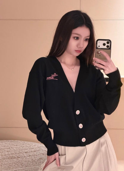 2026 Women's LY Embroidered Gemstone Cardigan Sweater (DD156)