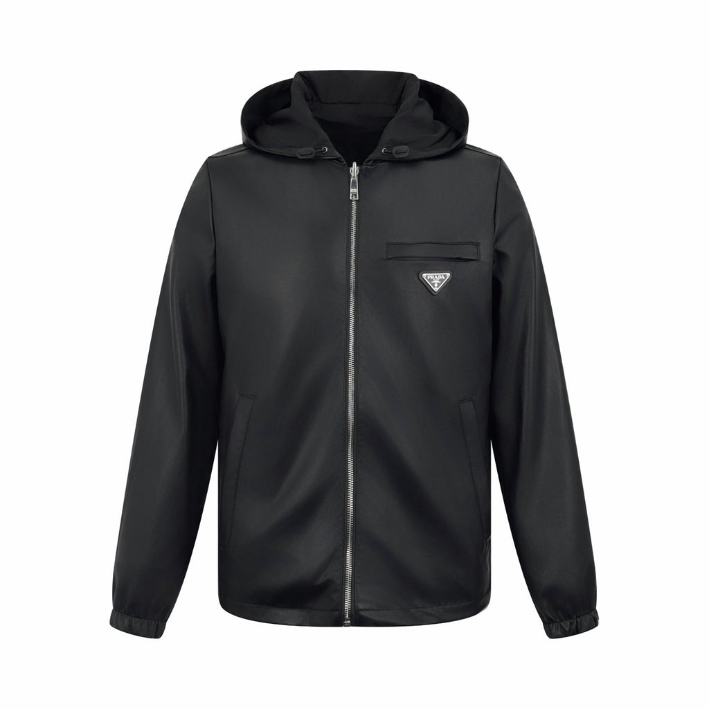 2026 New Triangle Brand Reversible Leather-Nylon Hooded Jacket (25299-D80)