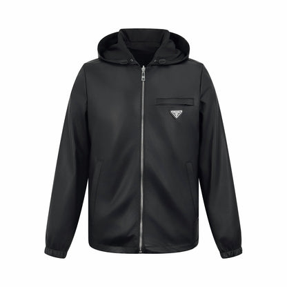 2026 New Triangle Brand Reversible Leather-Nylon Hooded Jacket (25299-D80)
