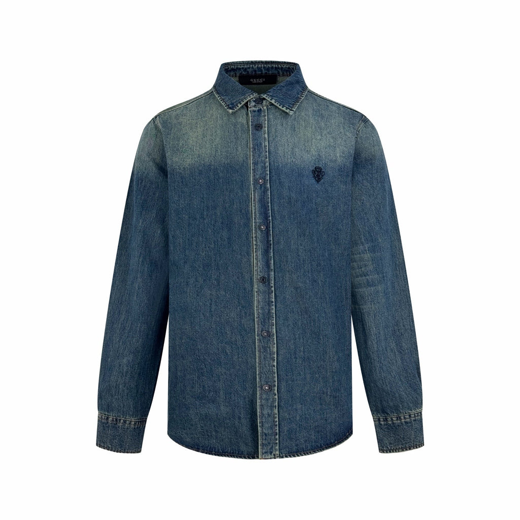 2026 New GU Embroidered Family Crest Denim Shirt (BB734-B40)
