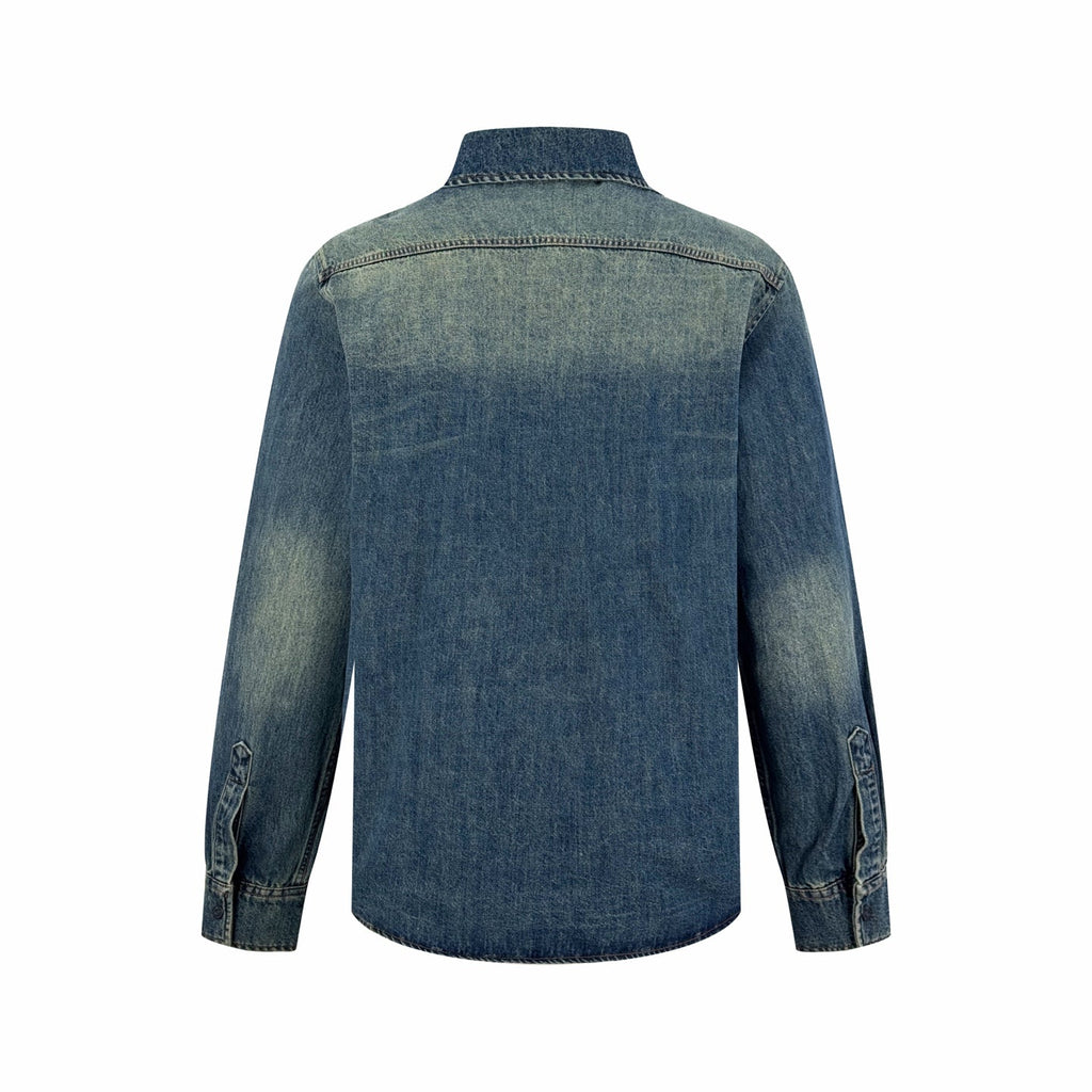 2026 New GU Embroidered Family Crest Denim Shirt (BB734-B40)