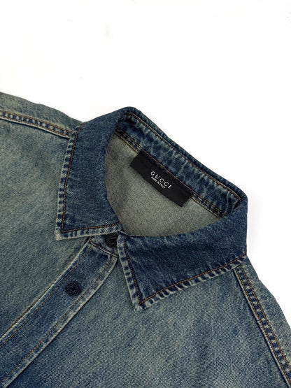 2026 New GU Embroidered Family Crest Denim Shirt (BB734-B40)