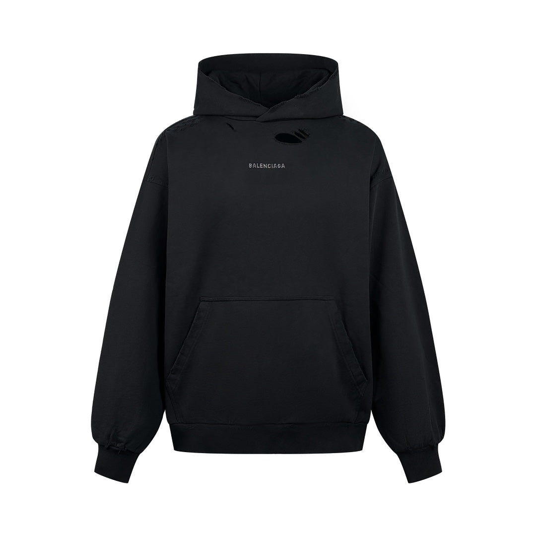 2026 New Arrival: Balen Rhinestone-Embellished Hooded Distressed Sweatshirt (25252-B80)