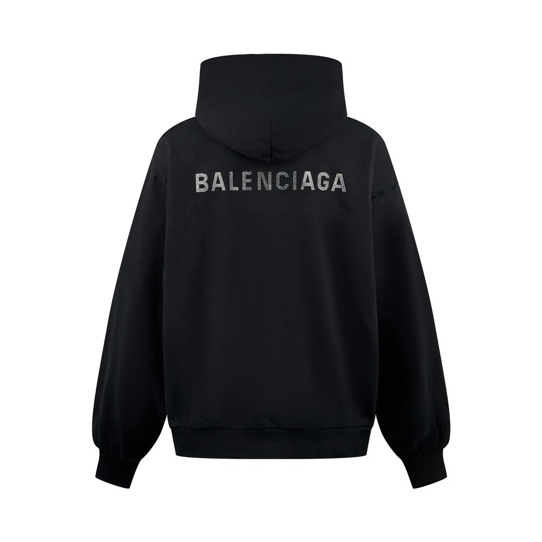 2026 New Arrival: Balen Rhinestone-Embellished Hooded Distressed Sweatshirt (25252-B80)