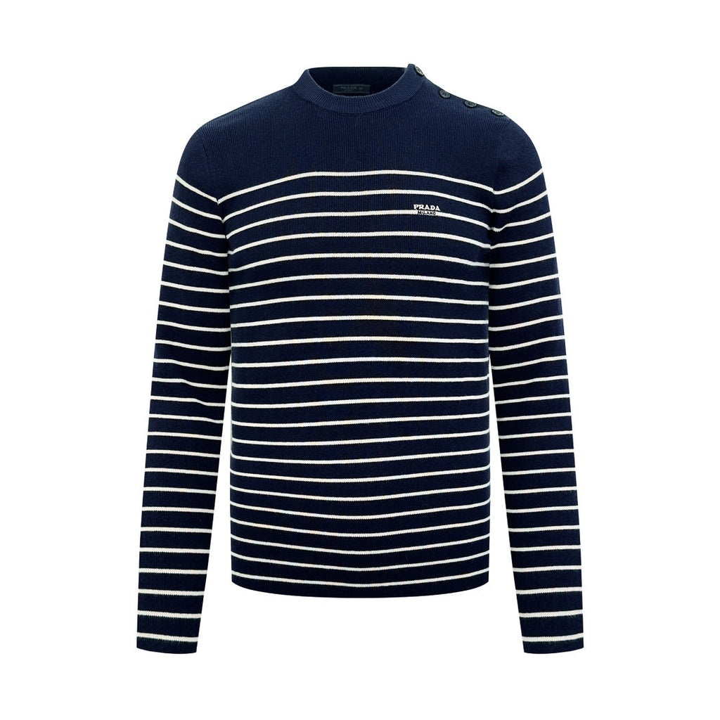 2026 New Triangle Brand Striped Embroidered Button-Side-Opening Jumper (25342-B35)