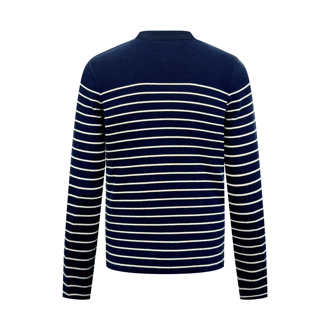 2026 New Triangle Brand Striped Embroidered Button-Side-Opening Jumper (25342-B35)
