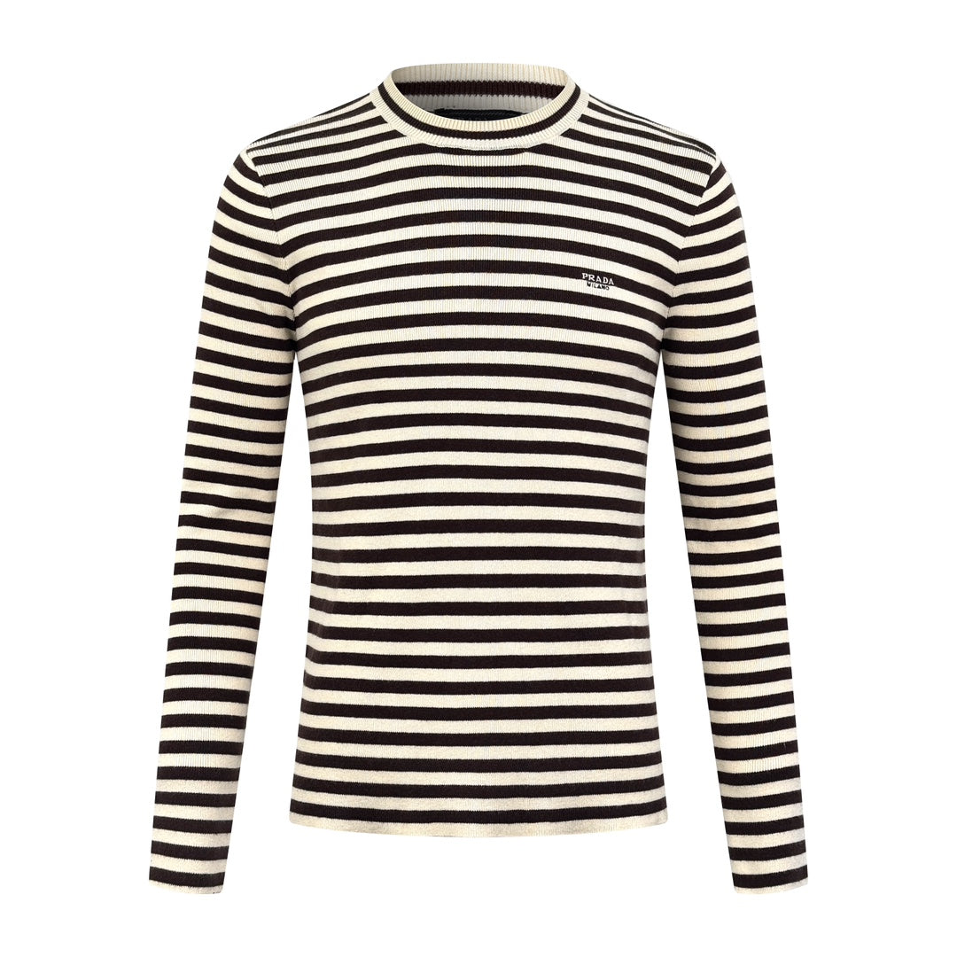 2026 New Triangle Brand Striped Embroidered Crew-Neck Jumper (25341-B30)