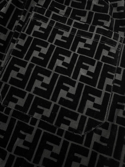 2026 New FF Black Flocked Shorts (30011-A60)