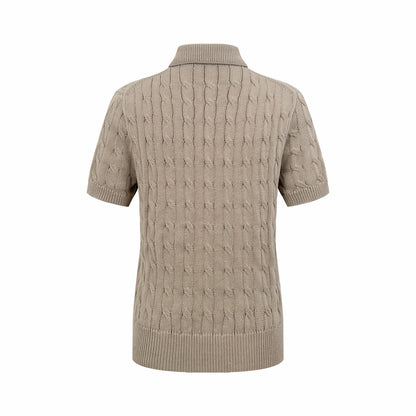 2026 Women's RL Cable-Knit Polo Neck Sweater (FF719)