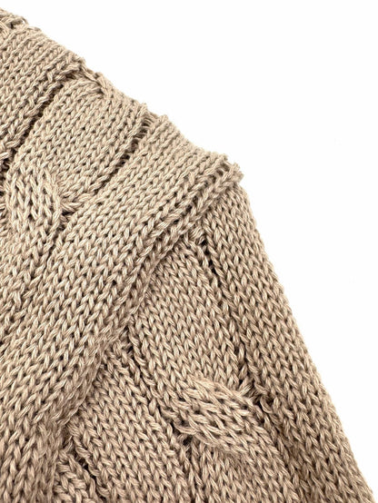 2026 Women's RL Cable-Knit Polo Neck Sweater (FF719)