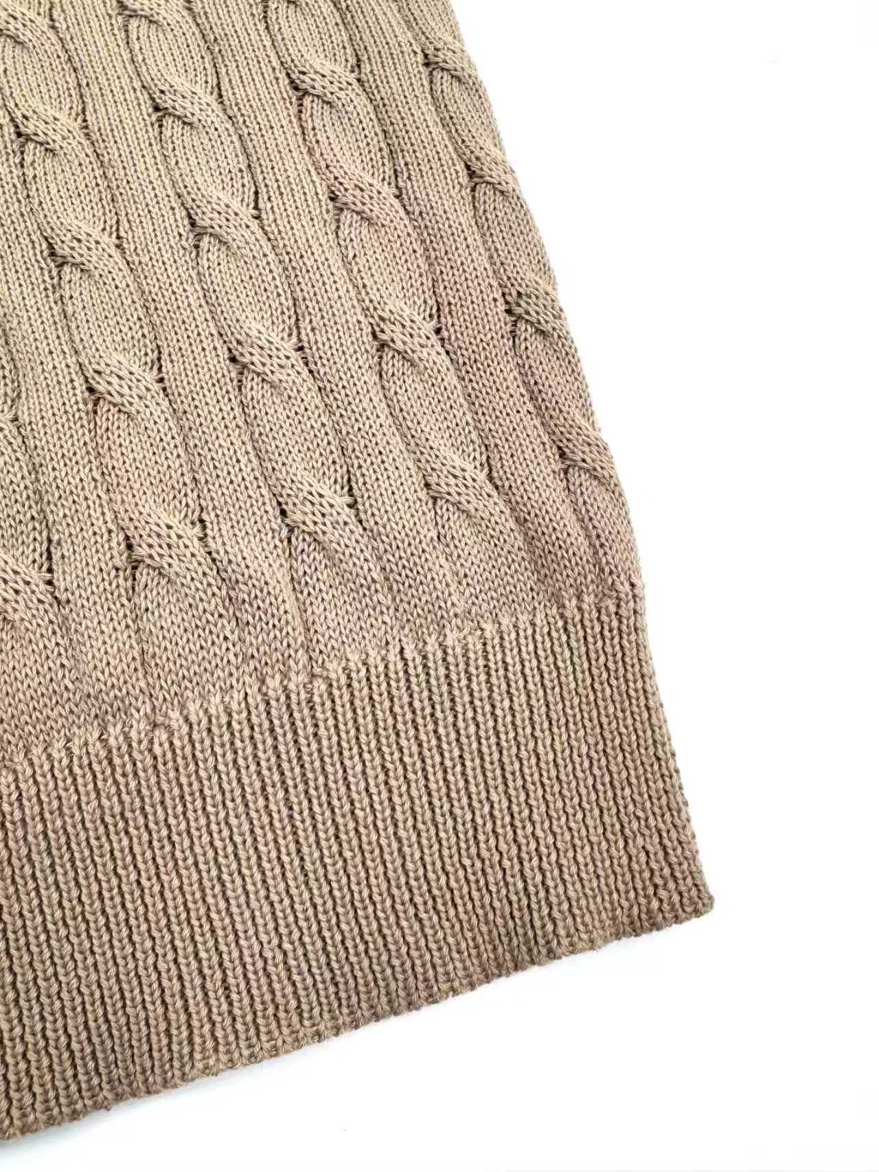 2026 Women's RL Cable-Knit Polo Neck Sweater (FF719)