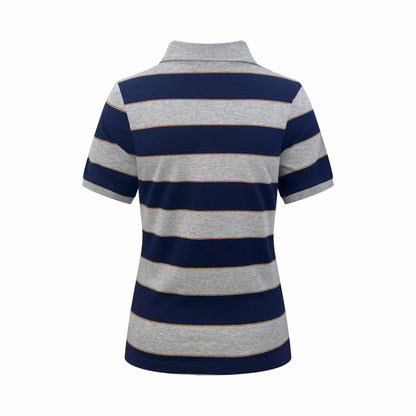 2026 Women's Striped Polo Shirt with MM Logo (FF707)