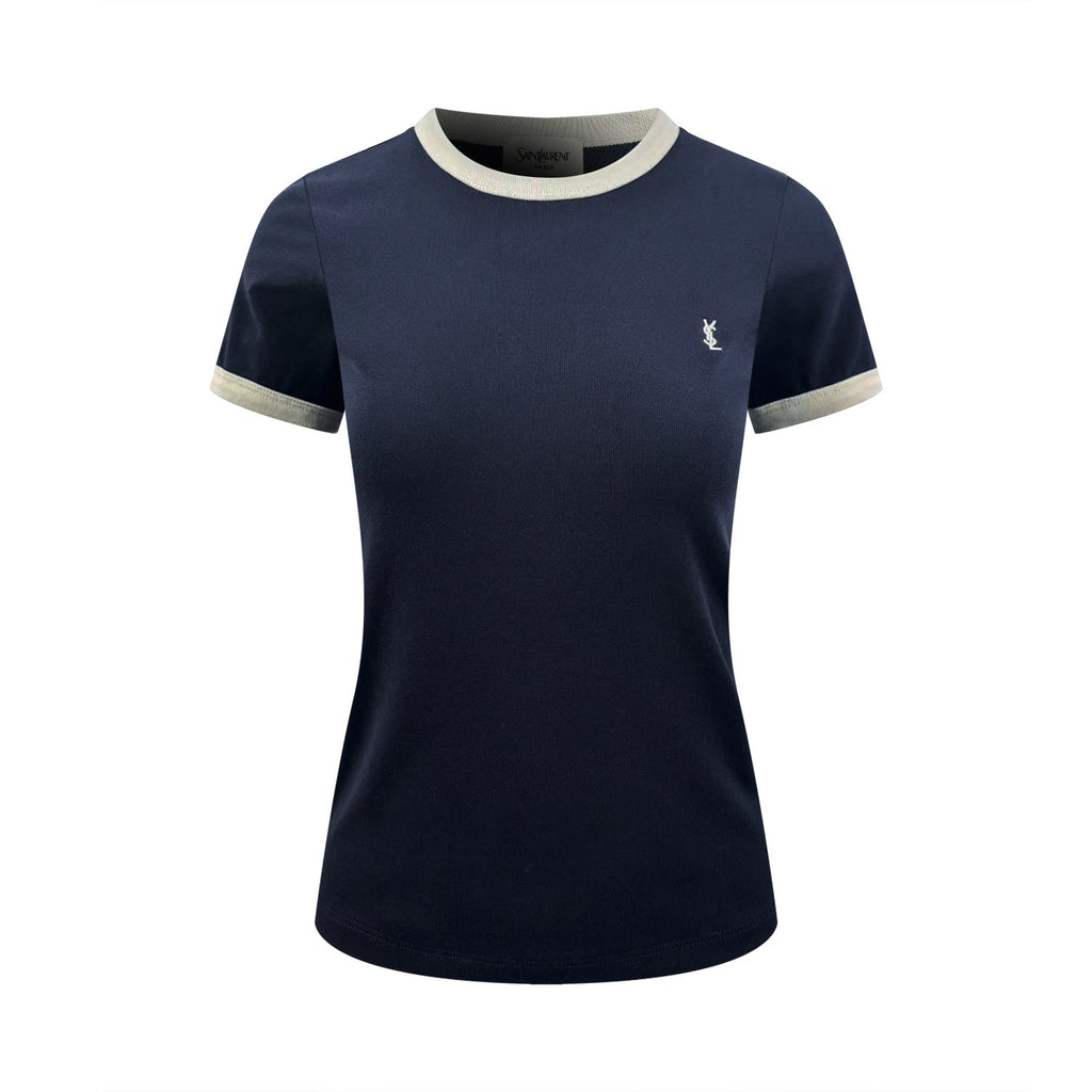 2026 Women's Saint L Embroidered Patchwork Short-Sleeved T-Shirt (FF722)