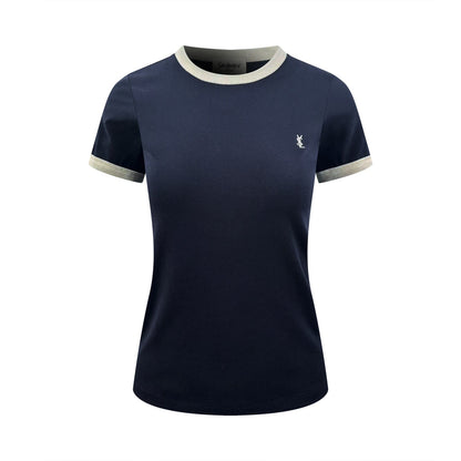 2026 Women's Saint L Embroidered Patchwork Short-Sleeved T-Shirt (FF722)
