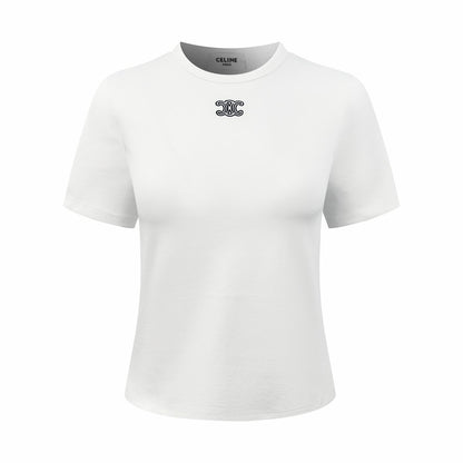 2026 Women's Ce Logo Embroidered Short-Sleeved T-Shirt (EE401)