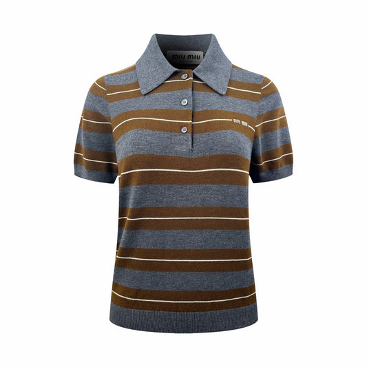2026 Women's MM Logo Jacquard Striped Jumper  (FF711)