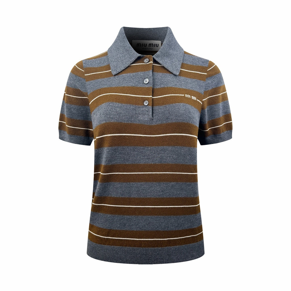2026 Women's MM Logo Jacquard Striped Jumper  (FF711)