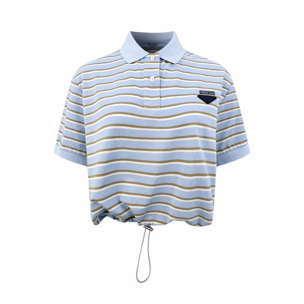 2026 Women's Triangle Brand Striped Polo Shirt with Triangle Logo (FF708)