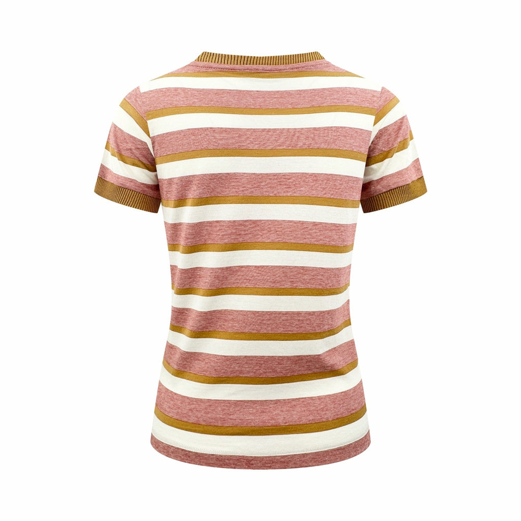 2026 Women's Triangle Brand Logo Striped Short-Sleeved T-Shirt (FF709)