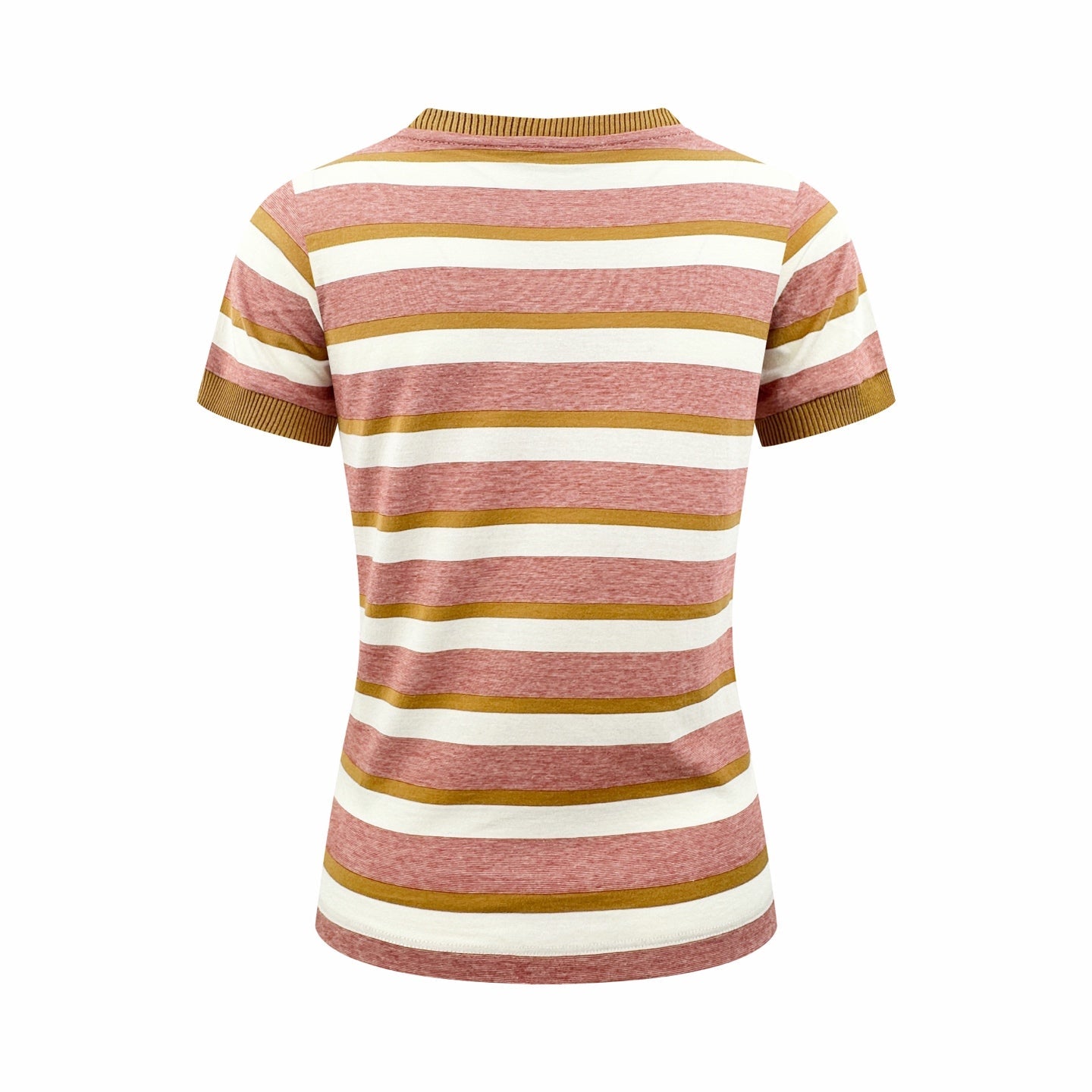 2026 Women's Triangle Brand Logo Striped Short-Sleeved T-Shirt (FF709)