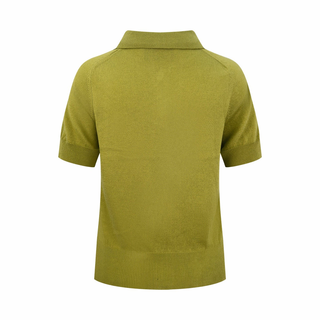 2026 Women's Heart A Embroidered Polo Neck Knit Top (DD112)