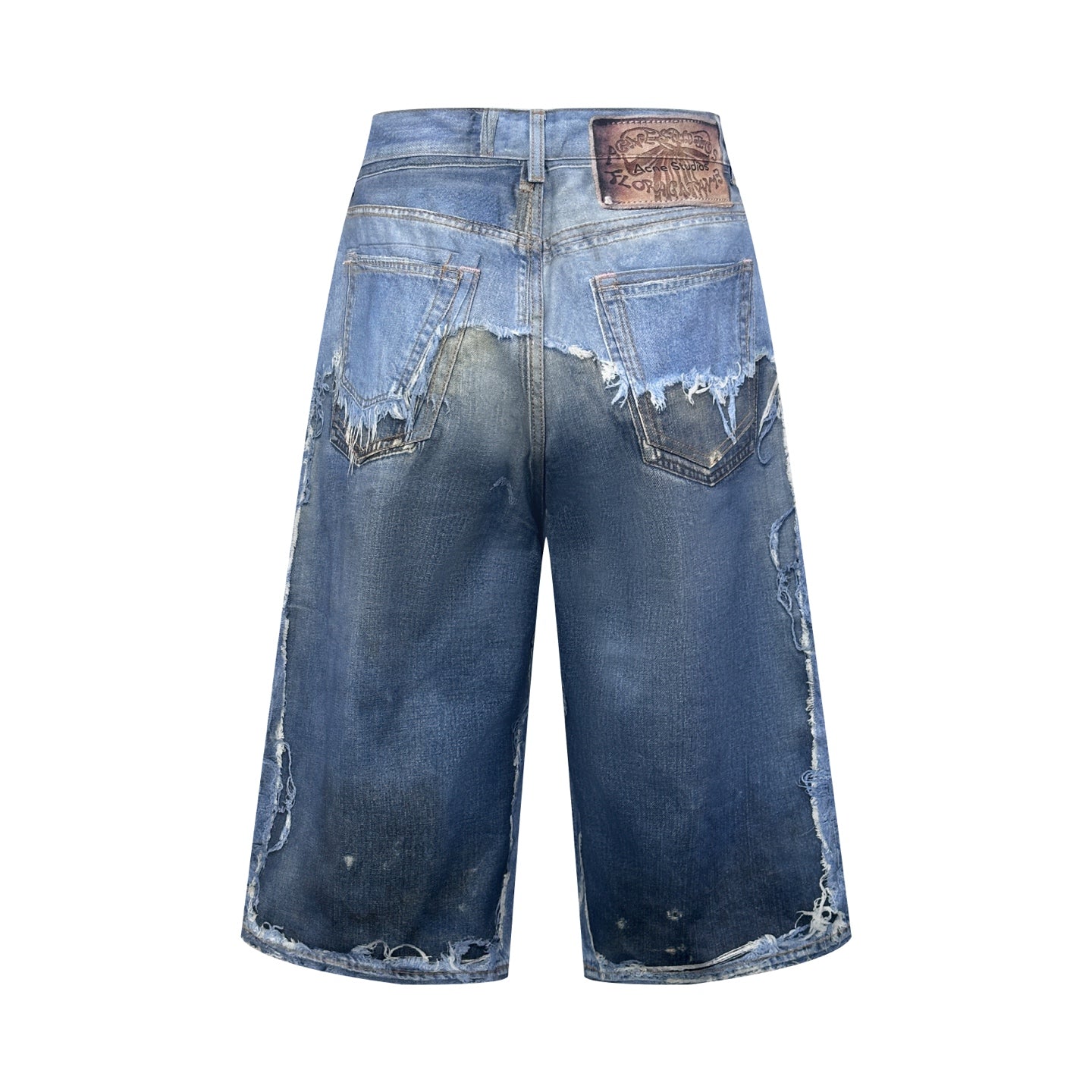 2026 New Acn Optical Illusion Print, Dyed and Distressed Denim Shorts (CC967-B45)