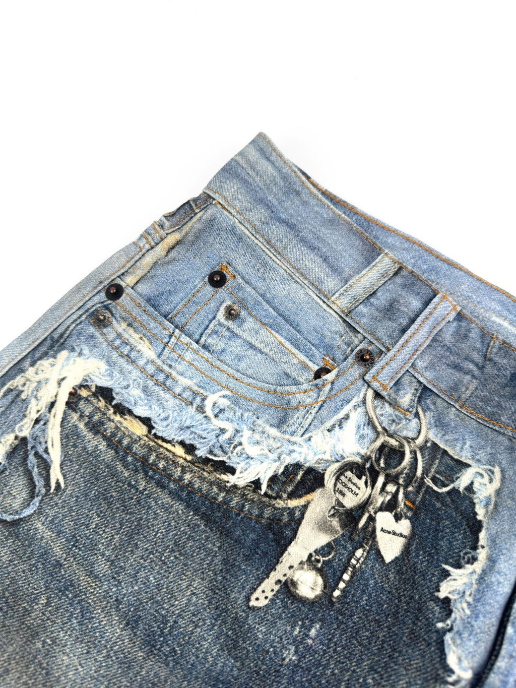 2026 New Acn Optical Illusion Print, Dyed and Distressed Denim Shorts (CC967-B45)