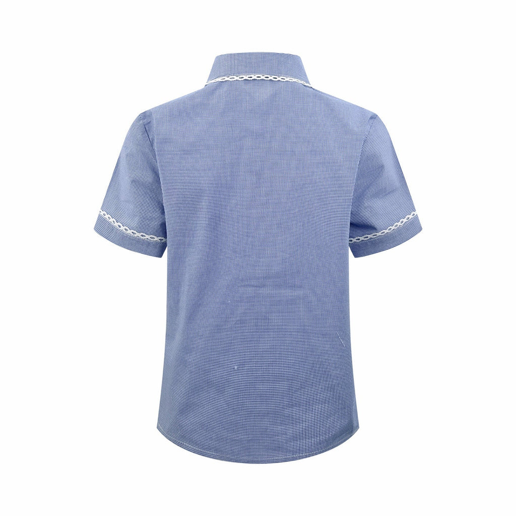 2026 Women's MM Logo Check Short-Sleeved Shirt (FF723)