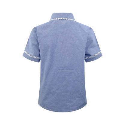 2026 Women's MM Logo Check Short-Sleeved Shirt (FF723)