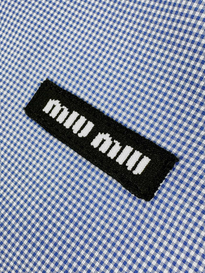 2026 Women's MM Logo Check Short-Sleeved Shirt (FF723)